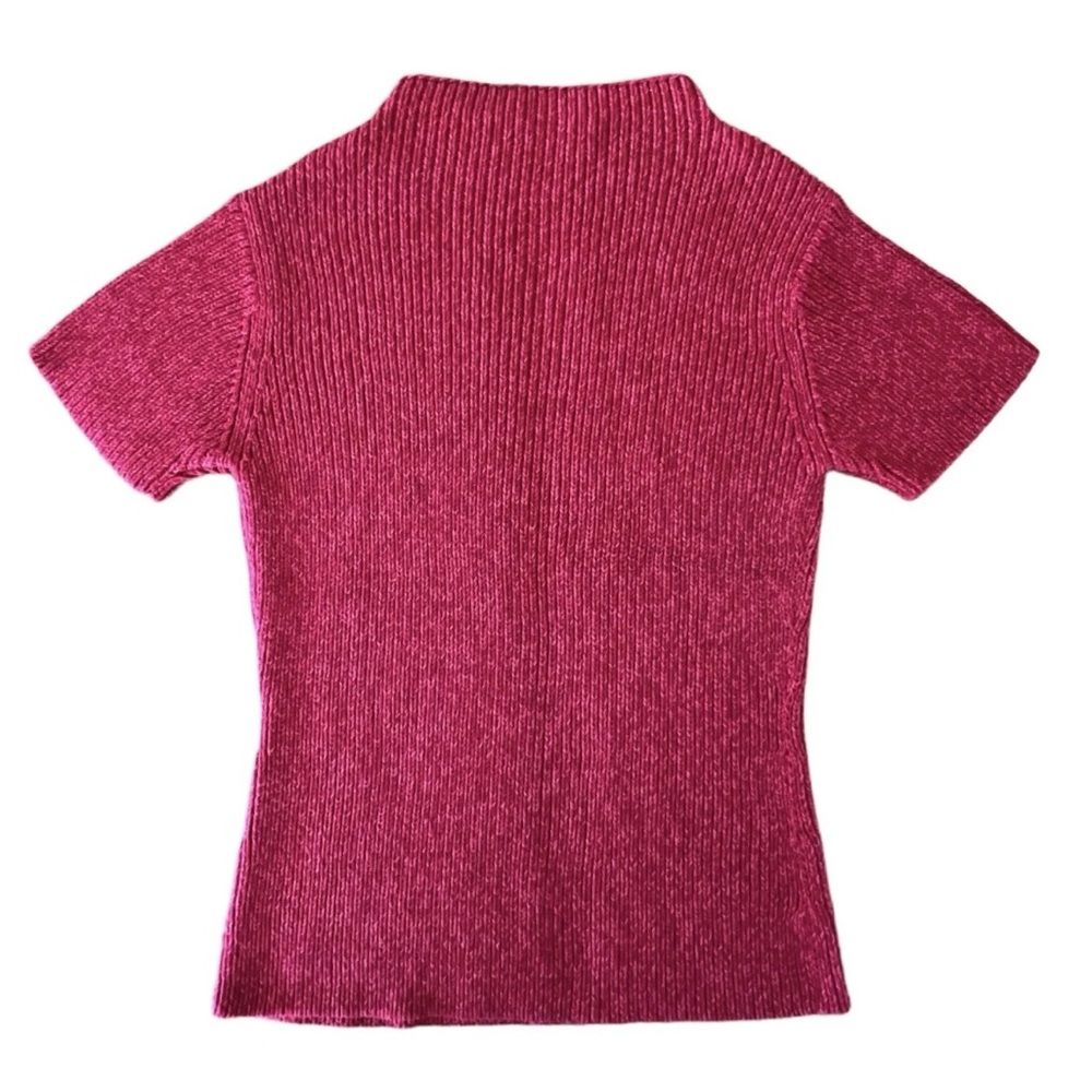 4 U Spiegel Vintage Red and Pink Knit Sweater Women's Short Sleeve Size Large
